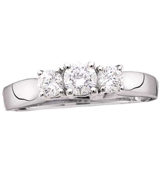 Radiant Love 14kt White Gold Diamond Trilogy Engagement Ring Top View from Splendid Jewellery