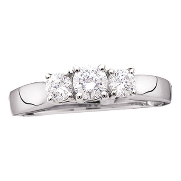 Radiant Love 14kt White Gold Diamond Trilogy Engagement Ring Top View from Splendid Jewellery