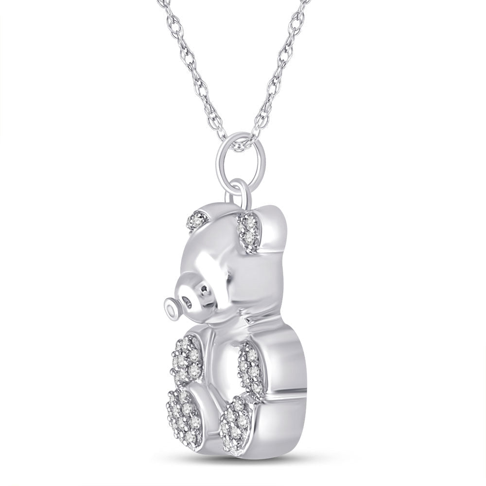 Whimsical White Gold Diamond Bear Pendant: A Charming Delight - Splendid Jewellery