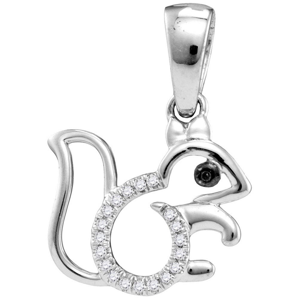 Whimsical White Gold Diamond Squirrel Pendant - Splendid Jewellery