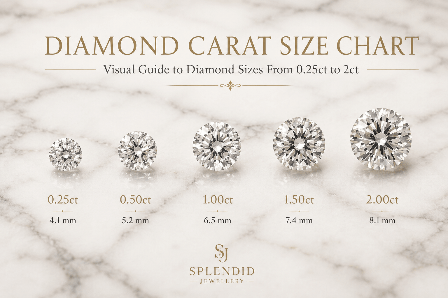 Diamond Carat Size Chart: How Big Do Different Carat Weights Look? - Splendid Jewellery