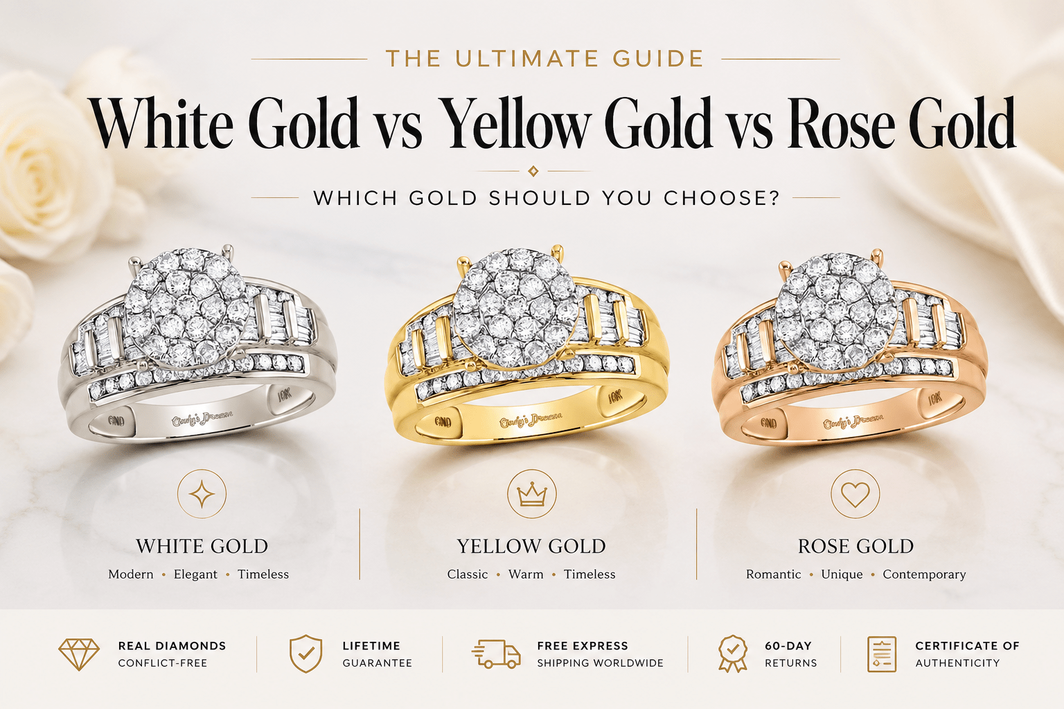 White Gold vs Yellow Gold vs Rose Gold: Which Gold Should You Choose? - Splendid Jewellery