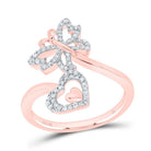 10K Rose Gold Diamond Butterfly Heart Ring 1/5 Cttw - Splendid Jewellery