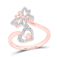 Load image into Gallery viewer, 10K Rose Gold Diamond Butterfly Heart Ring 1/5 Cttw - Splendid Jewellery