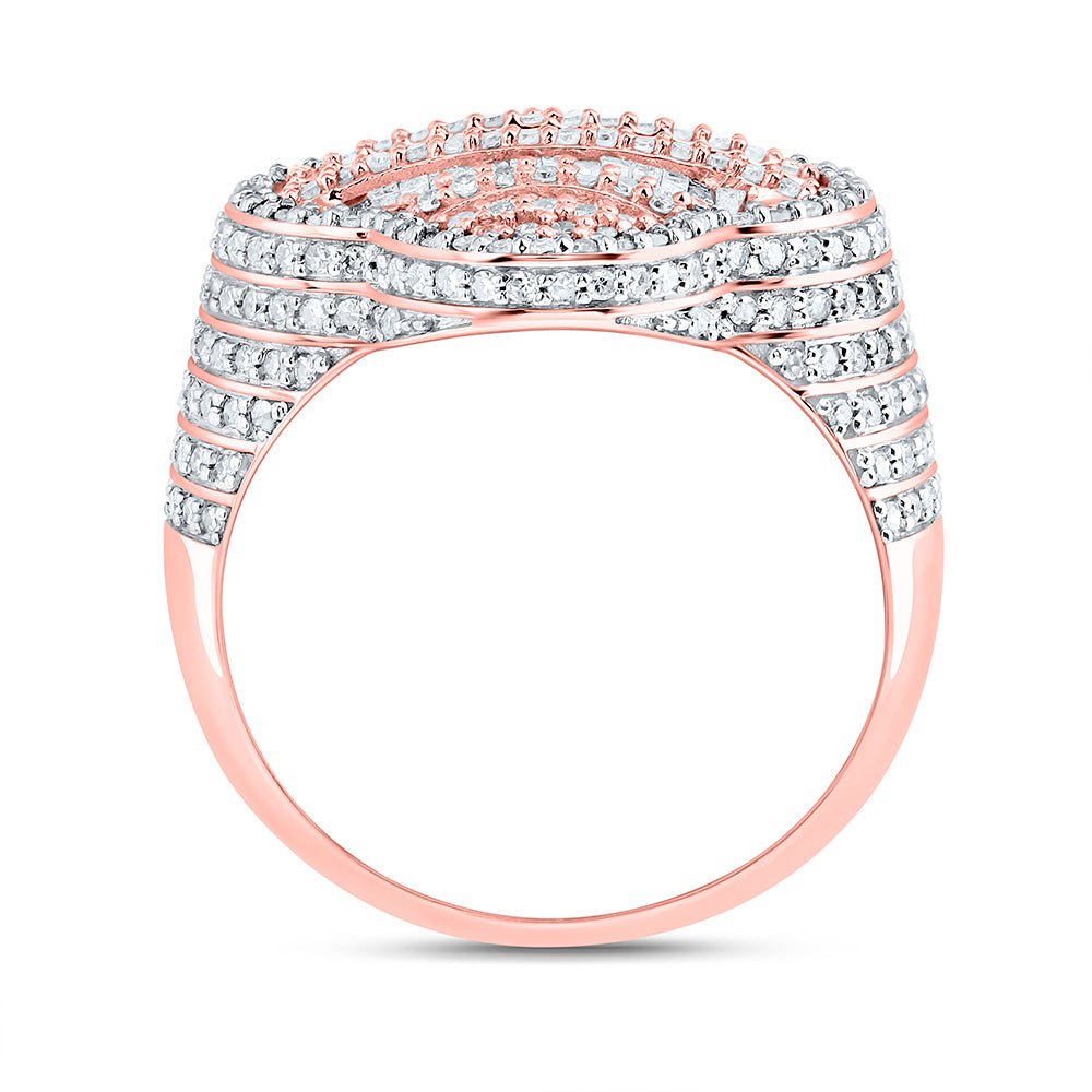 10K Rose Gold Diamond Clover Men's Ring 1 1/2 Cttw - Splendid Jewellery