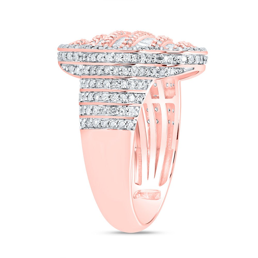 10K Rose Gold Diamond Clover Men's Ring 1 1/2 Cttw - Splendid Jewellery