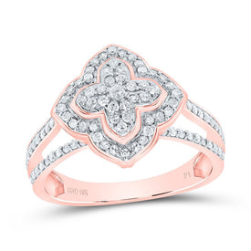 10K Rose Gold Diamond Clover Ring 1/2 Cttw - Splendid Jewellery