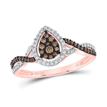 Load image into Gallery viewer, 10K Rose Gold Diamond Cognac Brown Ring 1/3 Cttw - Splendid Jewellery