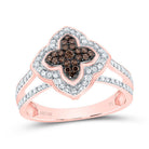 10K Rose Gold Diamond Cognac Clover Ring 1/2 Cttw - Splendid Jewellery