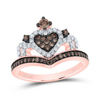 10K Rose Gold Diamond Cognac Crown Ring 1/2 Cttw - Splendid Jewellery