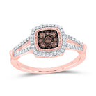 10K Rose Gold Diamond Cognac Cushion Ring 3/8 Cttw - Splendid Jewellery