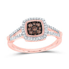 10K Rose Gold Diamond Cognac Cushion Ring 3/8 Cttw - Splendid Jewellery