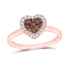 Load image into Gallery viewer, 10K Rose Gold Diamond Cognac Heart Ring 1/3 Cttw - Splendid Jewellery