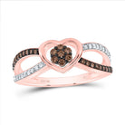 10K Rose Gold Diamond Cognac Heart Ring 1/3 Cttw - Splendid Jewellery