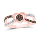 10K Rose Gold Diamond Cognac Heart Ring 1/3 Cttw - Splendid Jewellery