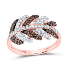 Load image into Gallery viewer, 10K Rose Gold Diamond Cognac Leaf Ring 3/4 Cttw - Splendid Jewellery