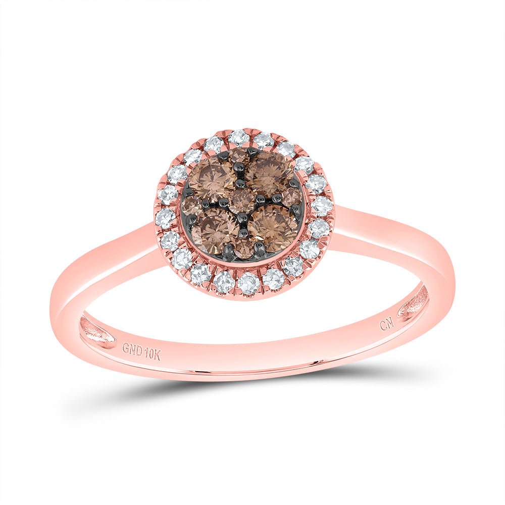 10K Rose Gold Diamond Cognac Ring 1/3 Cttw - Splendid Jewellery