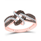 10K Rose Gold Diamond Cognac Women's Ring 5/8 Cttw - Splendid Jewellery