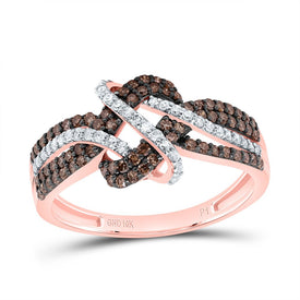 10K Rose Gold Diamond Cognac Women's Ring 5/8 Cttw - Splendid Jewellery