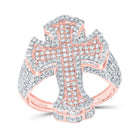 10K Rose Gold Diamond Crome Cross Men's Ring 2 5/8 Cttw - Splendid Jewellery