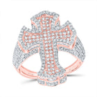 10K Rose Gold Diamond Crome Cross Men's Ring 2 5/8 Cttw - Splendid Jewellery