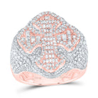 10K Rose Gold Diamond Cross Men's Ring 3 Cttw - Splendid Jewellery