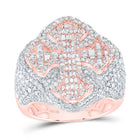 10K Rose Gold Diamond Cross Men's Ring 3 Cttw - Splendid Jewellery