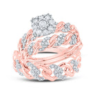 10K Rose Gold Diamond Cuban Fashion Trio Ring Set 1/2 Cttw - Splendid Jewellery