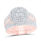 10K Rose Gold Diamond Cushion Double Halo Bridal Set 7/8 Cttw - Splendid Jewellery