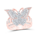 10K Rose Gold Diamond Fashion Butterfly Ring 1 1/2 Cttw - Splendid Jewellery