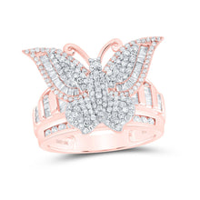 Load image into Gallery viewer, 10K Rose Gold Diamond Fashion Butterfly Ring 1 1/2 Cttw - Splendid Jewellery