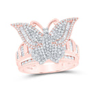 10K Rose Gold Diamond Fashion Butterfly Ring 1 1/2 Cttw - Splendid Jewellery
