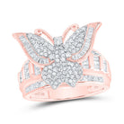 10K Rose Gold Diamond Fashion Butterfly Ring 1 Cttw - Splendid Jewellery