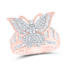 Load image into Gallery viewer, 10K Rose Gold Diamond Fashion Butterfly Ring 1 Cttw - Splendid Jewellery