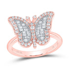 10K Rose Gold Diamond Fashion Butterfly Ring 1/3 Cttw - Splendid Jewellery