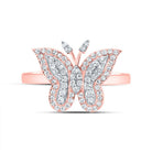 10K Rose Gold Diamond Fashion Butterfly Ring 1/4 Cttw - Splendid Jewellery