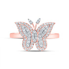 10K Rose Gold Diamond Fashion Butterfly Ring 1/4 Cttw - Splendid Jewellery