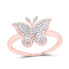 10K Rose Gold Diamond Fashion Butterfly Ring 1/4 Cttw - Splendid Jewellery