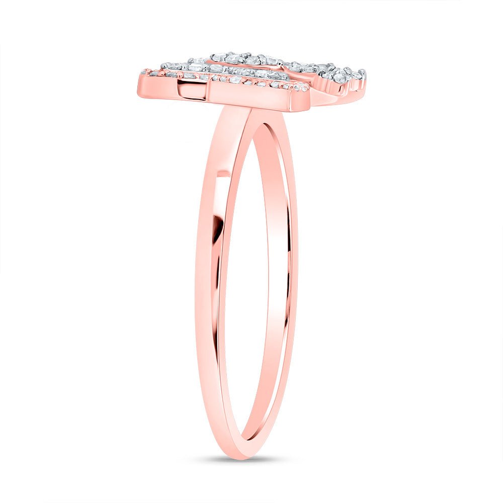 10K Rose Gold Diamond Fashion Butterfly Ring 1/4 Cttw - Splendid Jewellery