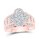 10K Rose Gold Diamond Fashion Clover Ring 1 1/4 Cttw - Splendid Jewellery