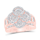 10K Rose Gold Diamond Fashion Clover Ring 1 Cttw - Splendid Jewellery