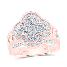 10K Rose Gold Diamond Fashion Clover Ring 1 Cttw - Splendid Jewellery