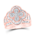 10K Rose Gold Diamond Fashion Clover Ring 1 Cttw - Splendid Jewellery