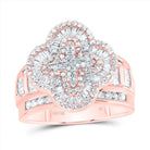 10K Rose Gold Diamond Fashion Clover Ring 1 Cttw - Splendid Jewellery