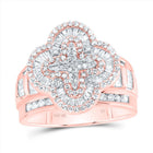 10K Rose Gold Diamond Fashion Clover Ring 1 Cttw - Splendid Jewellery