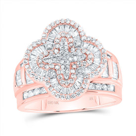10K Rose Gold Diamond Fashion Clover Ring 1 Cttw - Splendid Jewellery