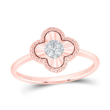 Load image into Gallery viewer, 10K Rose Gold Diamond Fashion Clover Women's Ring 1/10 Cttw - Splendid Jewellery