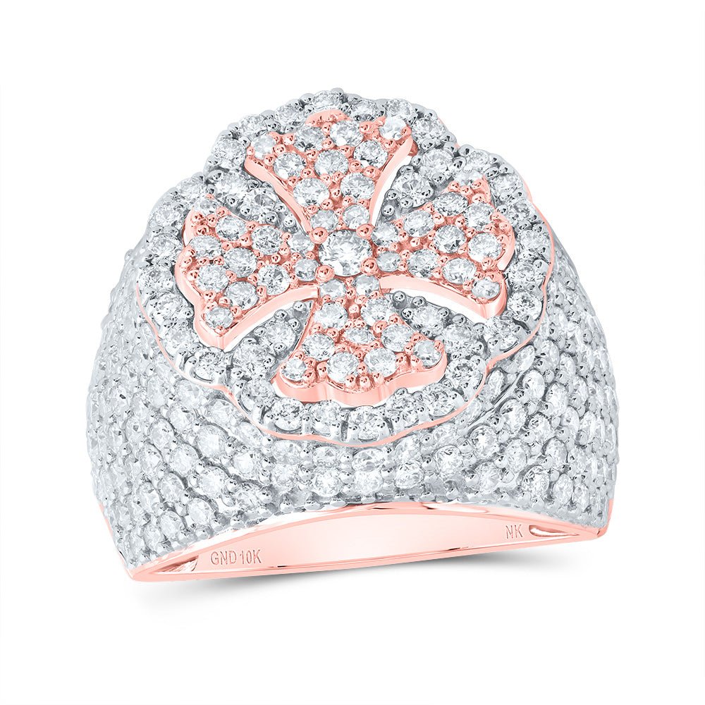 10K Rose Gold Diamond Fashion Cross Ring 3 Cttw - Splendid Jewellery