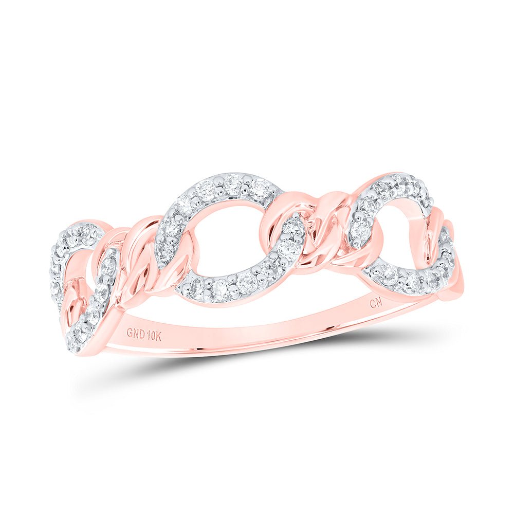 10K Rose Gold Diamond Fashion Cuban Women's Ring 1/5 Cttw - Splendid Jewellery