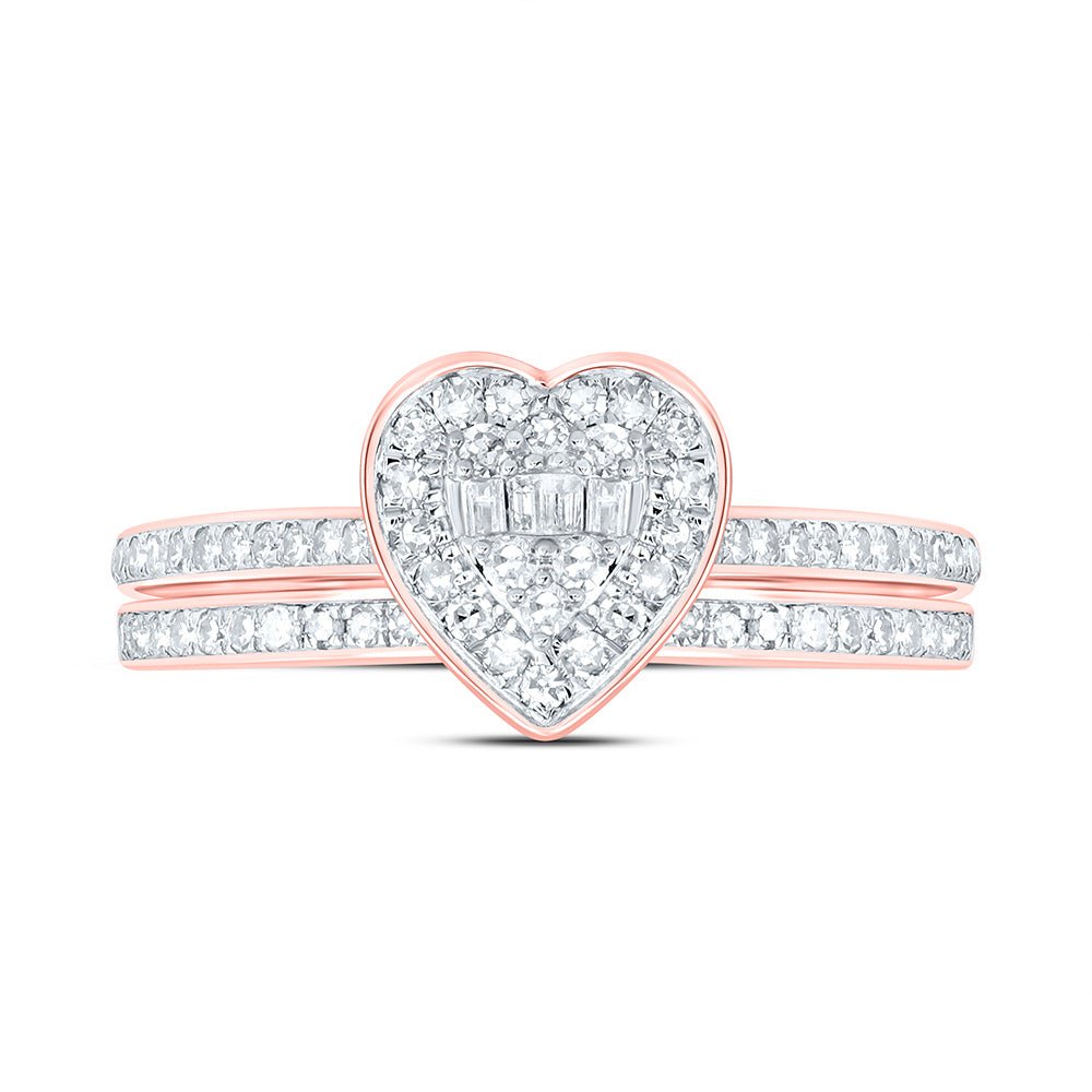 10K Rose Gold Diamond Fashion Heart Bridal Set 1/3 Cttw - Splendid Jewellery
